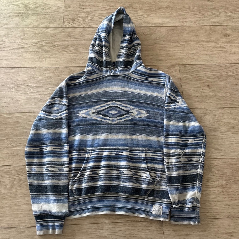Polo Ralph Lauren Mens Blue Southwest Sportsman Fleece Hoodie Sweatshirt Medium